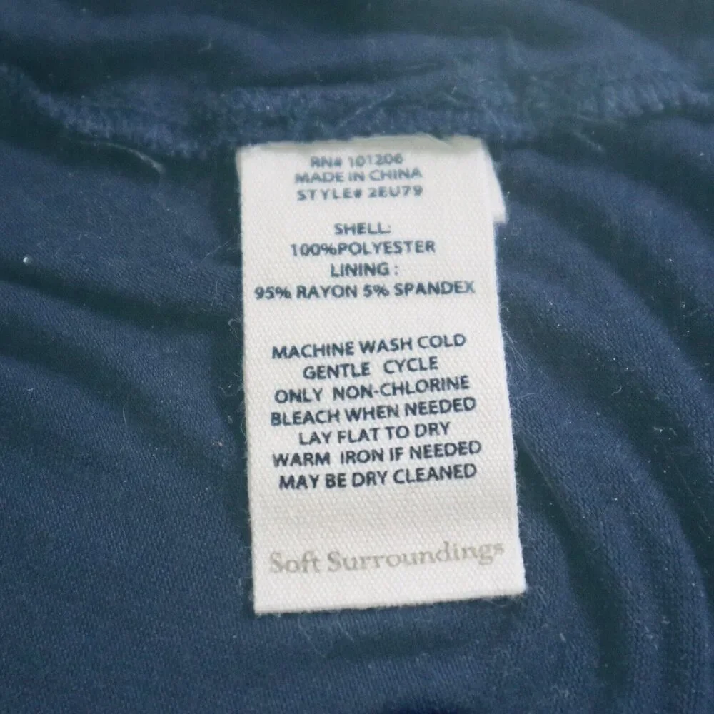Soft Surroundings Size S Adler Asymmetrical Tunic Satin Mesh Navy Blue